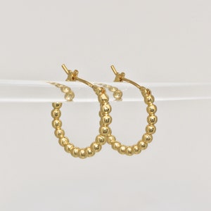 JOY - 14k Gold Ohrringe · Huggies Perlen Gold Hoop · Minimalist Ball Gold einfache Ohrringe · 1 Paar · Hypoallergen