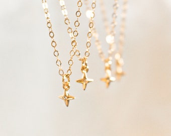 Celestial Star Gold Filled Necklace | Dainty Charm Necklace | 14k Gold Necklace Cable Chain | Delicate Small Minimalist Jewelry Gift