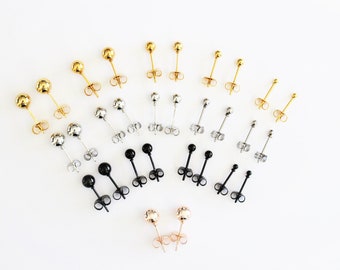 The essentials | silver, gold, rose gold, black - stainless steel | minimalist earrings | ear chips | dainty jewelry | simple pusher Pair