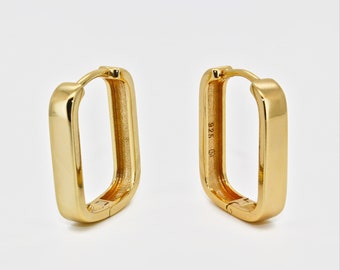 18k Gold Vermeil Hoops Earrings ∙ Oval Hoop Earrings ∙ 1 pair ∙ 18k gold earrings ∙ Gift for Women ∙ Valentines Day Gift ∙ Waterproof