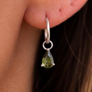 ss925 Olive Add on Earring Charm · Build Your Own Earrings · Green Water Drop Charm for Hoops · One charm per quantity