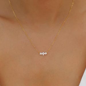 3 Small Diamond Flowers by Creation Megane ∙ 18k Gold Dainty Flower Necklace ∙ Minimalist Necklace For Her ∙ Trio Flower Chain