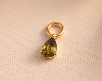 ss925 Olive Add on Earring Charm · Build Your Own Earrings · Green Water Drop Charm for Hoops · One charm per quantity