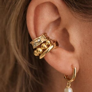 BOBA - Beaded Earcuff in 925 Sterling Silver or Gold | Environment Friendly Conch Ball Shape | Cartilage Round Ring Trendy | Bubble Ear Cuff