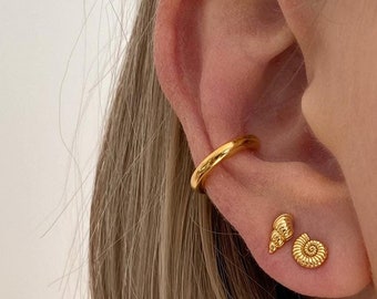 Waterproof ∙ 18k Gold Vermeil Simple Thin Band Ear Conch Cuff ∙ Cartilage cuff earrings ∙ Single Band Smooth Silver ∙ No Piercing 
