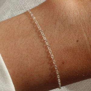Waterproof ∙ Solid 925 Sterling Silver Cable Bracelet ∙ Dainty Chain For Women ∙ Custom Length ∙ Handmade Jewelry Bridesmaid Gift