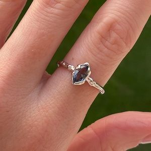 Authentic S925 Sterling Silver Ring ∙ Dark Blue Sapphire Zirconia ∙ Unique size ∙ Adjustable Ring ∙ Marquise Ring ∙ Engagement Ring