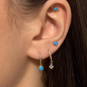 Opal Ohrringe Set in 925 Sterling Silber · Trio Creolen und Ohrstecker Ohrringe · Opal baumelnde Creolen Gold Creolen · Geschenk für sie · Opalite
