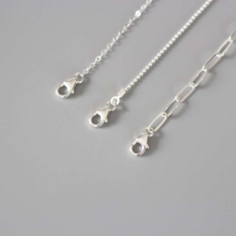 925 Sterling Silver Necklace 9 styles Dainty Minimalist Chains Choker Necklace Snake Box Cable Figure Rope Ball Beaded Paperclip image 9