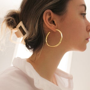 ICON - 50mm Chunky Hoop Earrings · Dipped in Gold · Large Creole Earrings · 1 pair · Bold Large Gold Hoops Earring