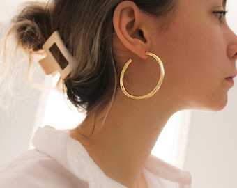 ICON - 50mm Chunky Hoop Earrings · Dipped in Gold · Large Creole Earrings · 1 pair · Bold Large Gold Hoops Earring