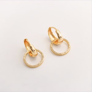 ORIELLE - Versatile 24 karat Gold Earrings | Huggies Gold Hoop | Jewelry Gift For Her | Sparkle Earrings