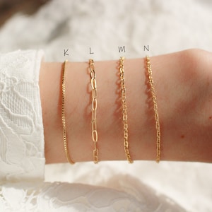 14k Gold Fill Bracelet Gold Stacking Chains Bracelets Quality Jewelry Waterproof Minimalist Bridesmaid Wedding Gift Personalized image 2