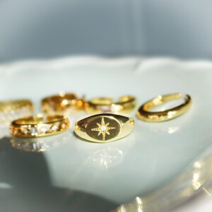 North Star Gold Ring One size 7.5 Jewelry Stackable Ring Constellation Star Signet Ring Bridesmaid gift image 4