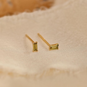 18K Gold Peridot Stud Earrings · August Birthstone Earrings · Green Gemstone Stacking Studs · Dainty Minimalist Earrings · Gift For Her