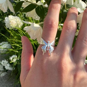 925 Sterling Silver Butterfly Ring – Adjustable Ring ∙ Aesthetic Fashion Jewelry for Women ∙ Transformation Growth Fairy Waterproof Ring