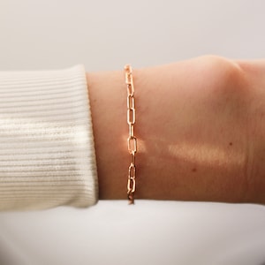 14k Rose Gold Filled Bracelet ∙ Rose Gold Paperclip Chain Bracelet ∙ Adjustable Bracelet ∙ Bridesmaid Wedding Gift ∙ 6, 6.5, 7, 7.5 inches