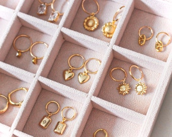 9 stili di orecchini a cerchio in oro riempito 14K o Vermeil | Orecchini pendenti con ciondolo da donna | Gioielli d'oro da abbracciare