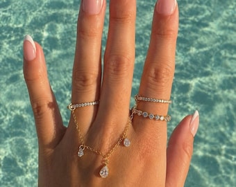 Non Tarnish Connector Chain for Rings · Diamond Chain Band Ring · 14k Gold Filled Hand Ring Chain Add On · Easy DIY · Single Chain Piece