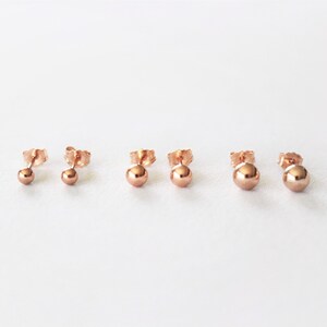14K ROSE Gold Filled Earrings Tarnish Resistant Rose Gold Ball Posts Stud Hypoallergenic Cartilage ball Stud image 6