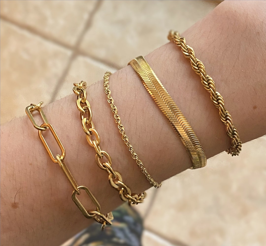 アクセサリー K10 gold delicate chain bracelet Link Chain Bracelet Hollow 10K Yellow Gold 7.5