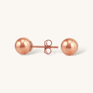 14K ROSE Gold Filled Earrings Tarnish Resistant Rose Gold Ball Posts Stud Hypoallergenic Cartilage ball Stud image 1