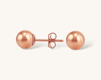 14k OR ROSE Rempli | Boucles d'oreilles minimalistes à l'oreille | Boucles d'oreilles boule stud | 3, 4, 5 mm