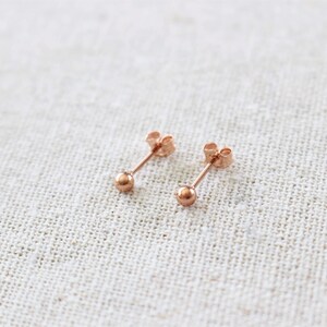 14K ROSE Gold Filled Earrings Tarnish Resistant Rose Gold Ball Posts Stud Hypoallergenic Cartilage ball Stud image 8