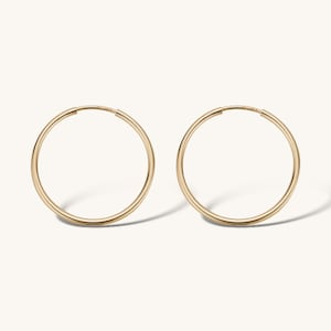 14kt Gold Filled Endless Hoops Earrings · Infinity Golden Hoop · Minimalist Creole Earrings · 1 pair · 12mm 14mm 17mm 20mm 30mm 40mm