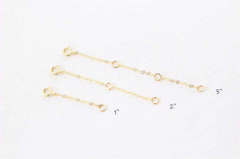 14K Gold Filled Chain Extender 1 2 3 4 inches Extension Chain Add To Your Necklace Or Bracelet Spring Clasp image 1