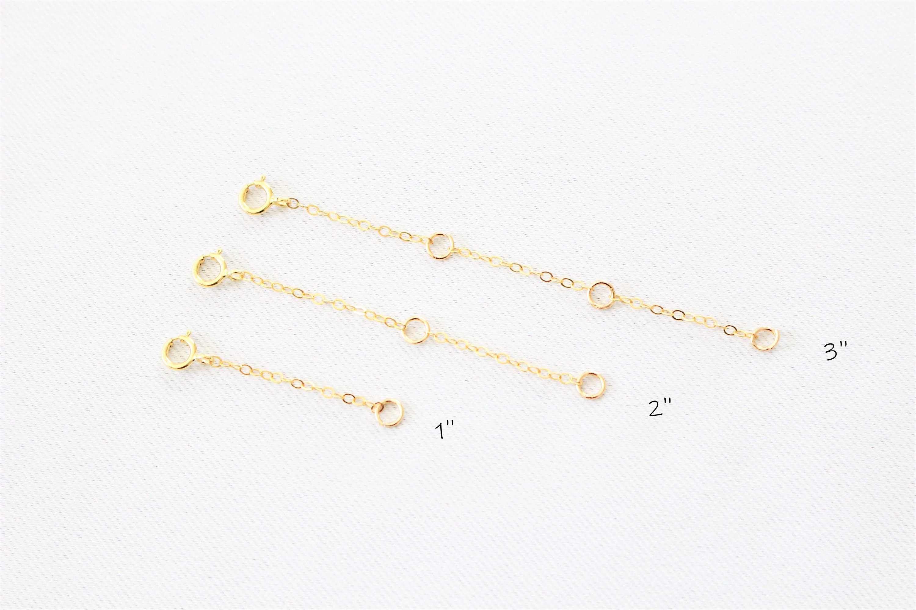 Necklace Extender Durable 14K Gold Plated Solid Brass Slider Necklace  Bracelet Extenders Gold Extension Chains for Neckalces（1 2 3 inch）