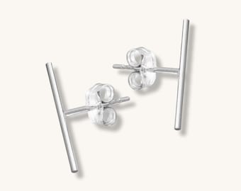 GROWTH - Boucles d'oreilles petite barre en argent sterling 925 | Tige à l'oreille, puce à l'oreille | Cadeau pour maman