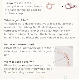 May include: A close-up of a gold-filled chain necklace with a lobster clasp. The necklace is 14k gold-filled and is ideal for sensitive skin. The image also shows a 3-month warranty, long-lasting pieces, exceptional quality, and a fair price with no luxury markups.