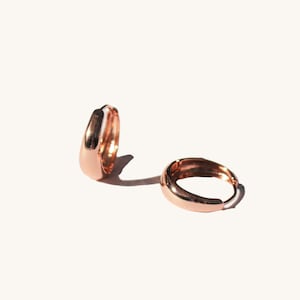 Rose Gold 24K Vermeil Solid Earrings | Huggies Hoop | 15, 18mm | Chunky Earrings | 1 pair | Everyday Wear | Nickel free