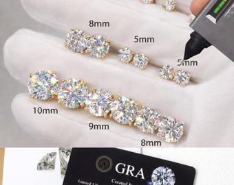 Certified VVS1 Moissanite Earrings · Screw Back · Round Cut Studs 925 Sterling Silver · 0.44ctw to 8ctw · Ethical Sourcing · 1 PAIR