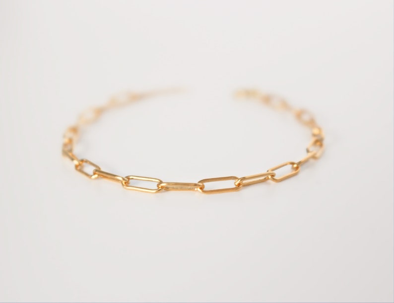 14k gold fill Paperclip Bracelet 3x8.8mm Rectangle Link Chain Sturdy Minimalist Bracelet For Her Chunky Bracelet Trendy Jewelry image 3