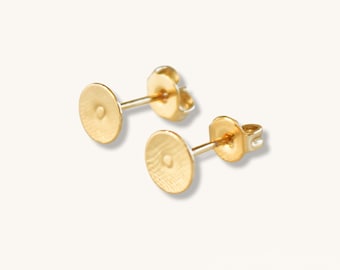 Dainty round gold stud earrings | Circle Stud Round Tack Disc | Simple dainty stud | Unisex