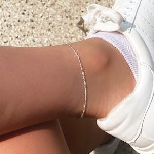 925 Sterling Silver Ankle Bracelets Figaro Chain Anklet Beach jewelry Adjustable Chain for ankle Custom Length image 4