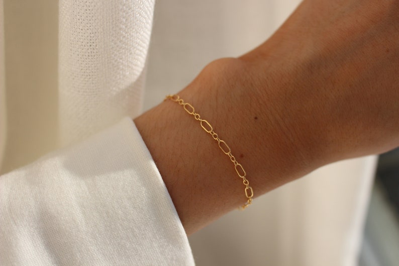 14k Gold Filled Oval Cable Chain Bracelet Handmade Bracelet Adjustable Bracelet Allergy Free Jewelry Friendship Bracelet image 3