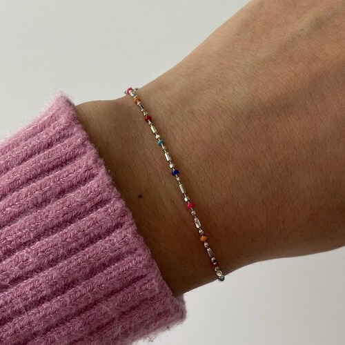 Bracelet délicat et coloré en argent sterling 925 · 6 pouces réglable à 7,25 · Bracelet empilable