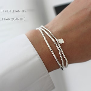 925 Sterling Silver Dainty Beaded Bracelet ∙ Silver Beads Bracelet ∙ Minimalist bracelet ∙ One bracelet/quantity