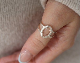 Chunky Circle Knot Ring in 925 Sterling Silver | Thumb Rings for Woman | Adjustable Thumb Ring | Chunky Statement Ring