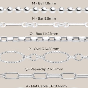 Bracelets en argent sterling 925 Chaîne en argent Choix de la longueur Bracelets de superposition Boîte, Paperclip, Satellite, Oval image 2