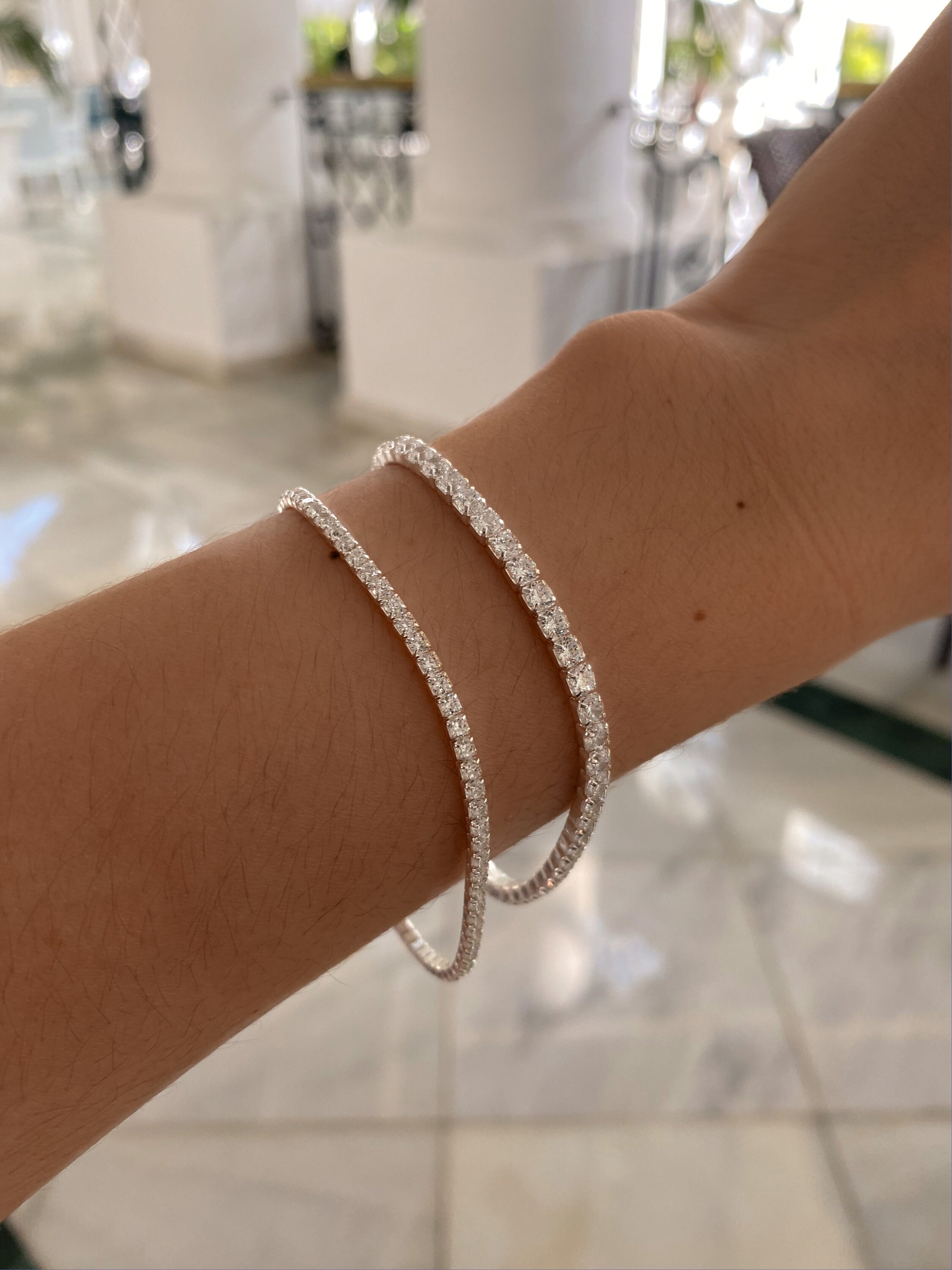 Luxurious Women's Bracelet in 925 Sterling Silver ∙ Row of