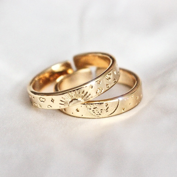 Sun and Moon Couple Rings ∙ 18K Gold or Sterling Silver