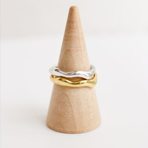 925 Sterling Silver Water Element Ring ∙ Wavy Ring ∙ Statement Rings ∙ Adjustable ∙ Plain Curved Abstracted Ring ∙ Stackable Rings