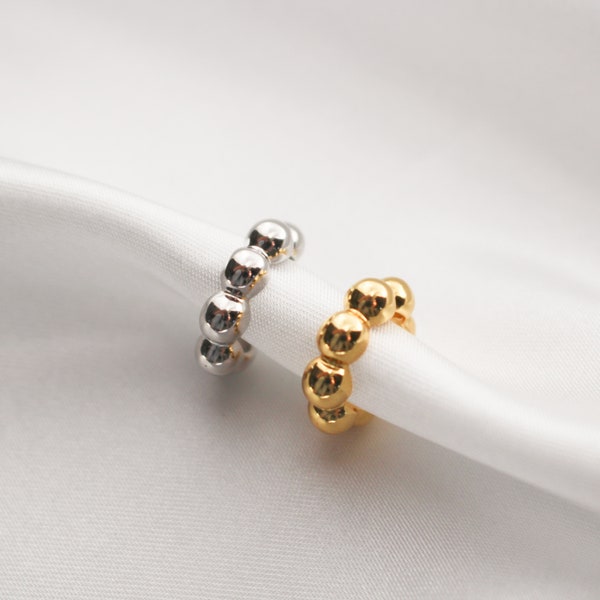 BOBA - Beaded Earcuff in 925 Sterling Silver or Gold | Environment Friendly Conch Ball Shape | Cartilage Round Ring Trendy | Bubble Ear Cuff