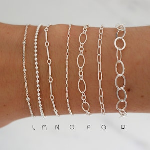 925 Sterling Silver Bracelets · Dainty Minimalist Chains · Choker Necklace · Snake Box Cable Figure Rope Ball Beaded Paperclip