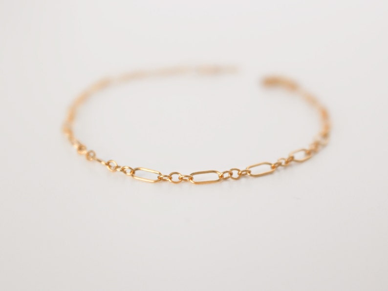 14k Gold Filled Oval Cable Chain Bracelet Handmade Bracelet Adjustable Bracelet Allergy Free Jewelry Friendship Bracelet image 2