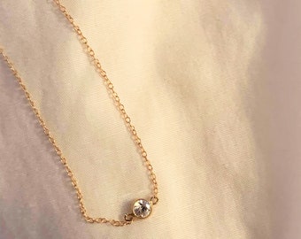 14K Gold Filled necklace | Clear Zircon Connector 14K | 14k Gold Necklace | Gold filled chain | Delicate Choker necklace | Wedding brides